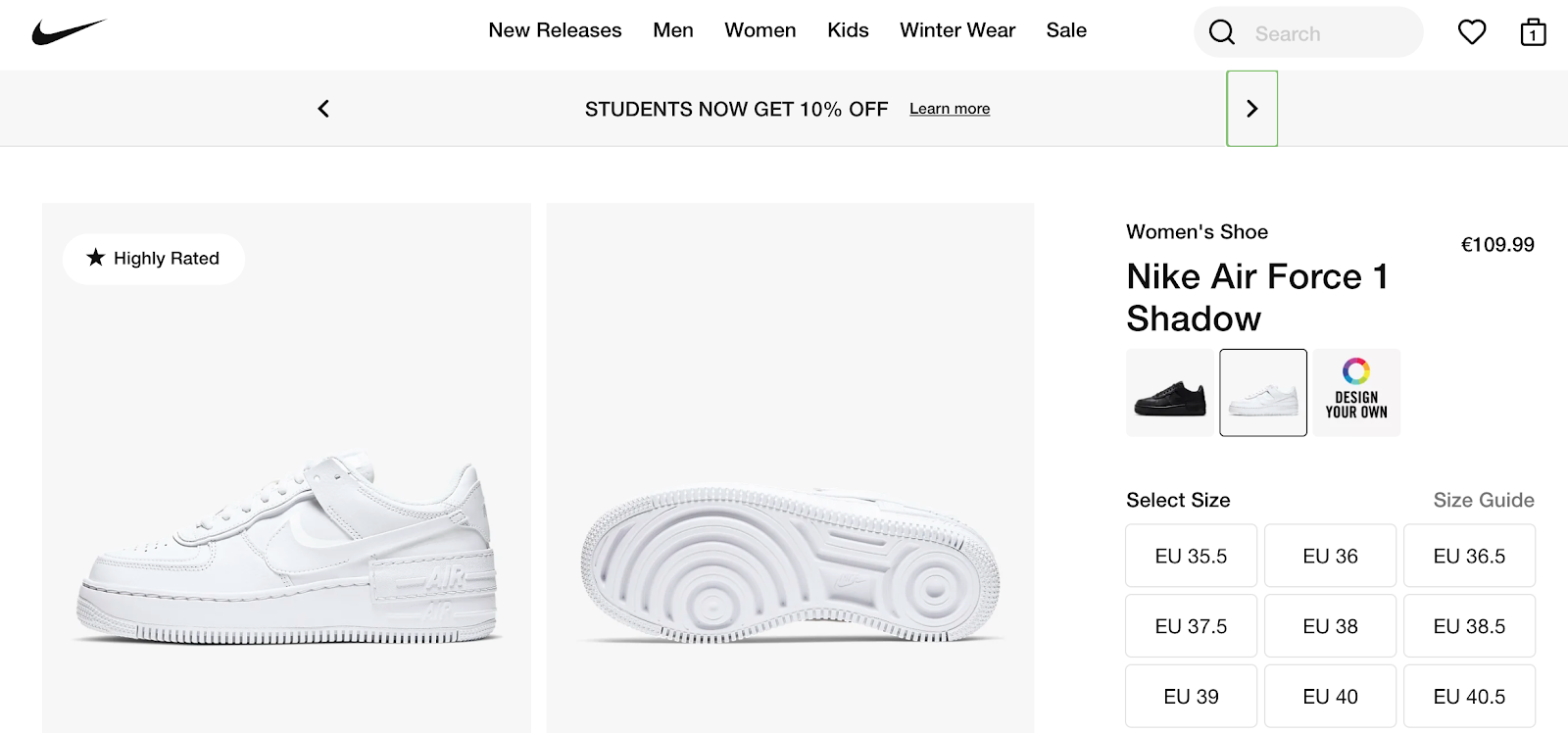 product detail page design best practice nike