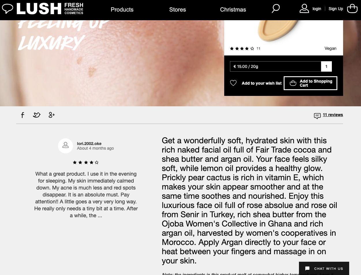 product detail page design best practice lush