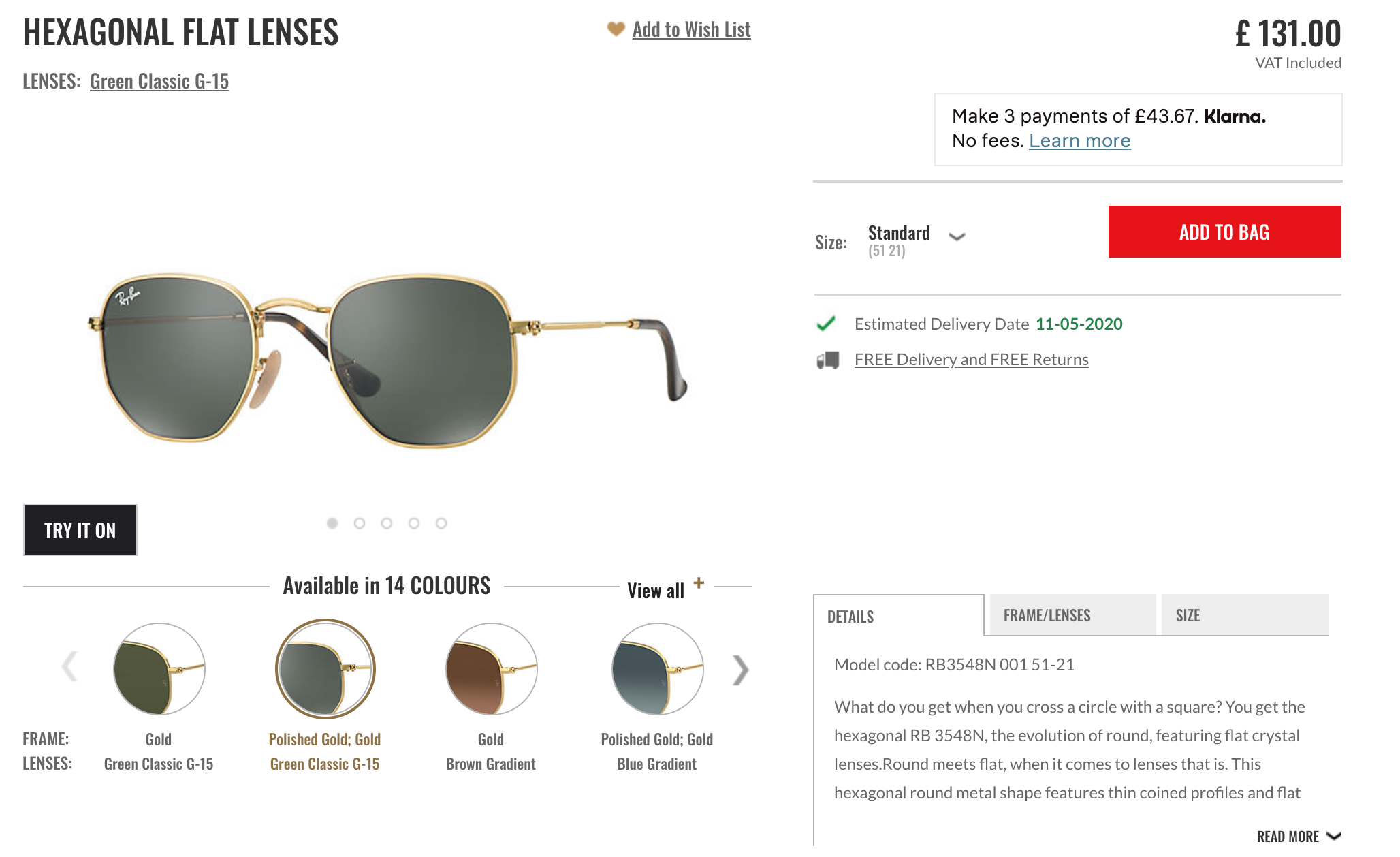 product attributes and benefits raybans